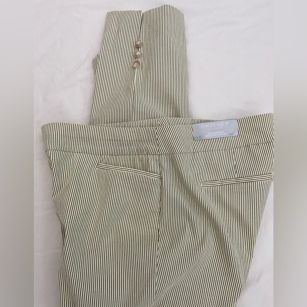 Chico's 1P (US 8P) icon Stripe ankle Pants so slimming brigitte slim leg nwt - Picture 6 of 15